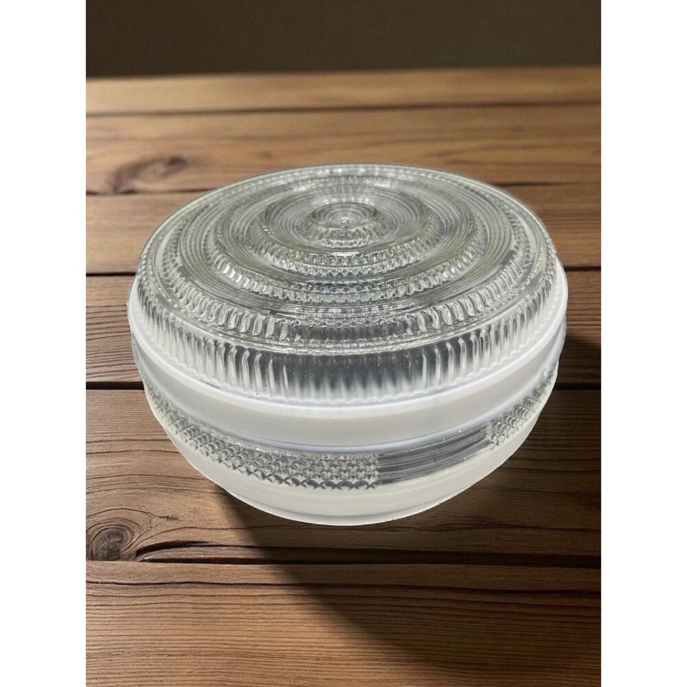 Vintage Art Deco Frosted Texture Clear Glass Flush Mount Ceiling Light Replaceme